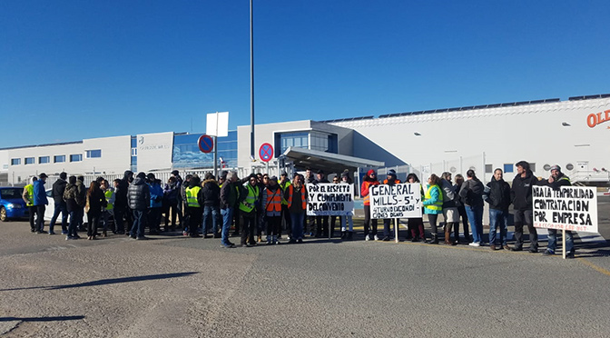 Continuan las protestas de los trabajadores de General Mills en San Adrián