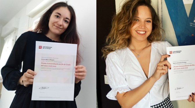 La calagurritana Marta Jiménez y Ariana Magda premio al mejor expediente por la Universidad de La Rioja